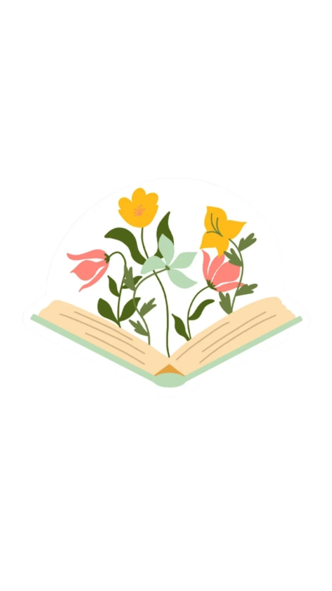 Floral Open Book Vinyl Sticker