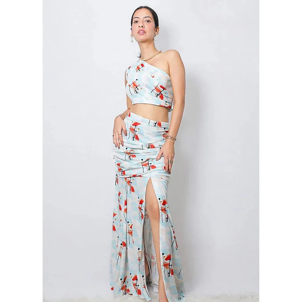 FUGA Painted Floret Ibiza Co-Ord Blue (Set of 2)