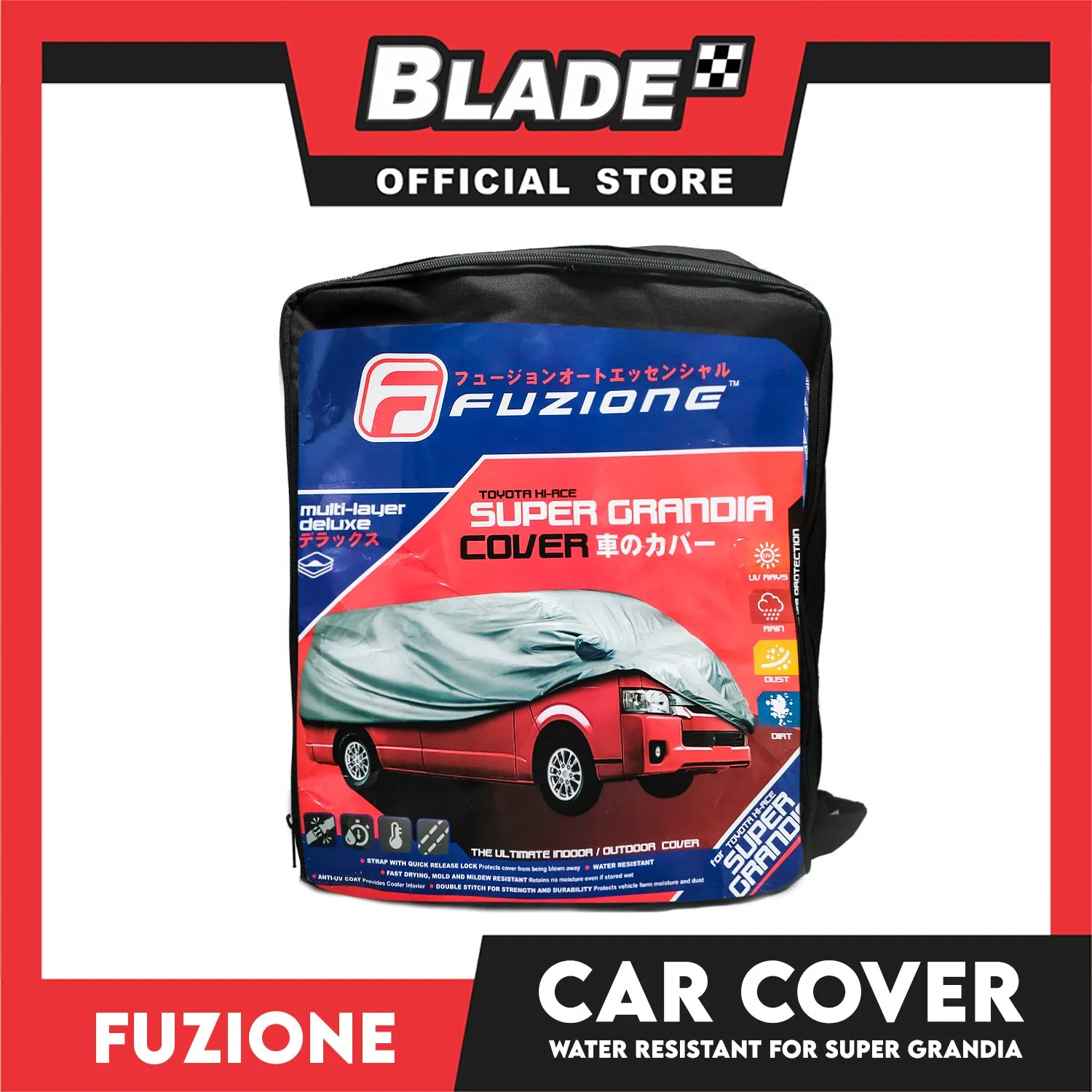 Fuzion Car Cover Water Proof For Toyota Hi-ACE Super Grandia (FCC-WRHI-ACE) Multi-Layer Deluxe, Indoor And Outdoor Car Cover