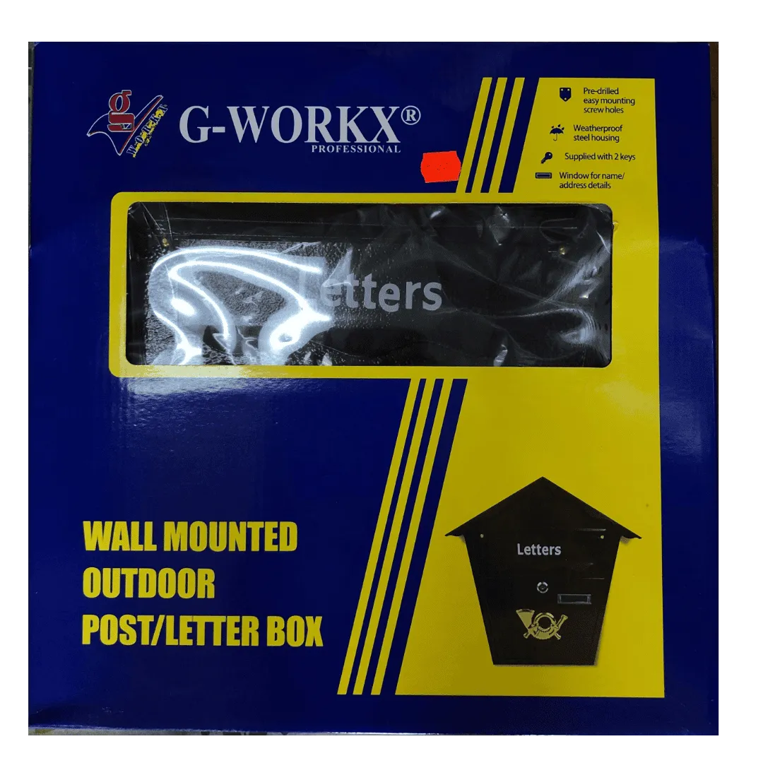 G-WORKX Wall Mounted Outdoor Post/Letter Box Heavy Duty Coated Steel,  Letter Box for Curbside Parcels, - KGBM01B