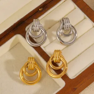 Geometric Stainless Steel Studs Women's Multi-layer