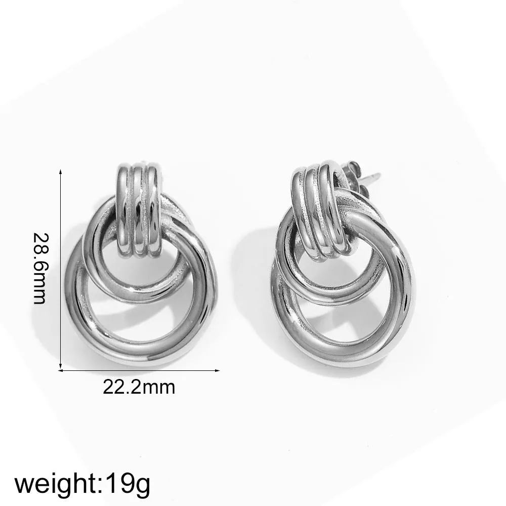 Geometric Stainless Steel Studs Women's Multi-layer