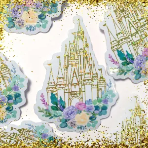 Glitter Gold Disney World Castle Vinyl Sticker