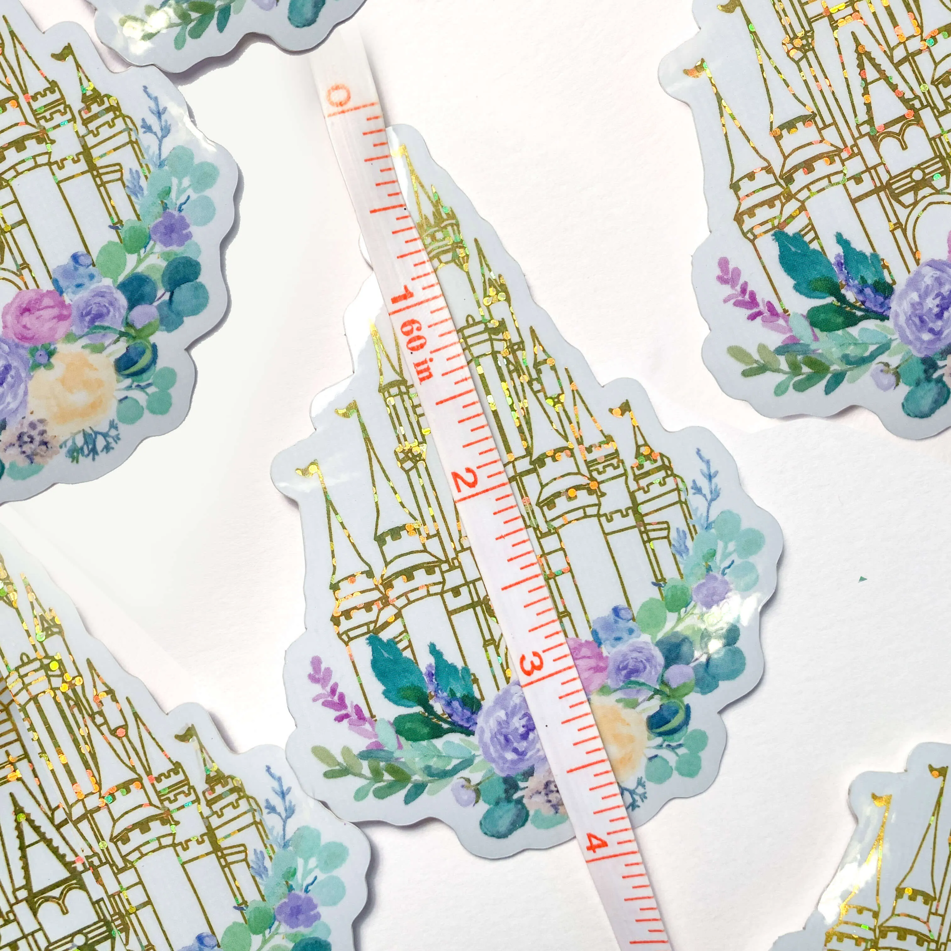 Glitter Gold Disney World Castle Vinyl Sticker