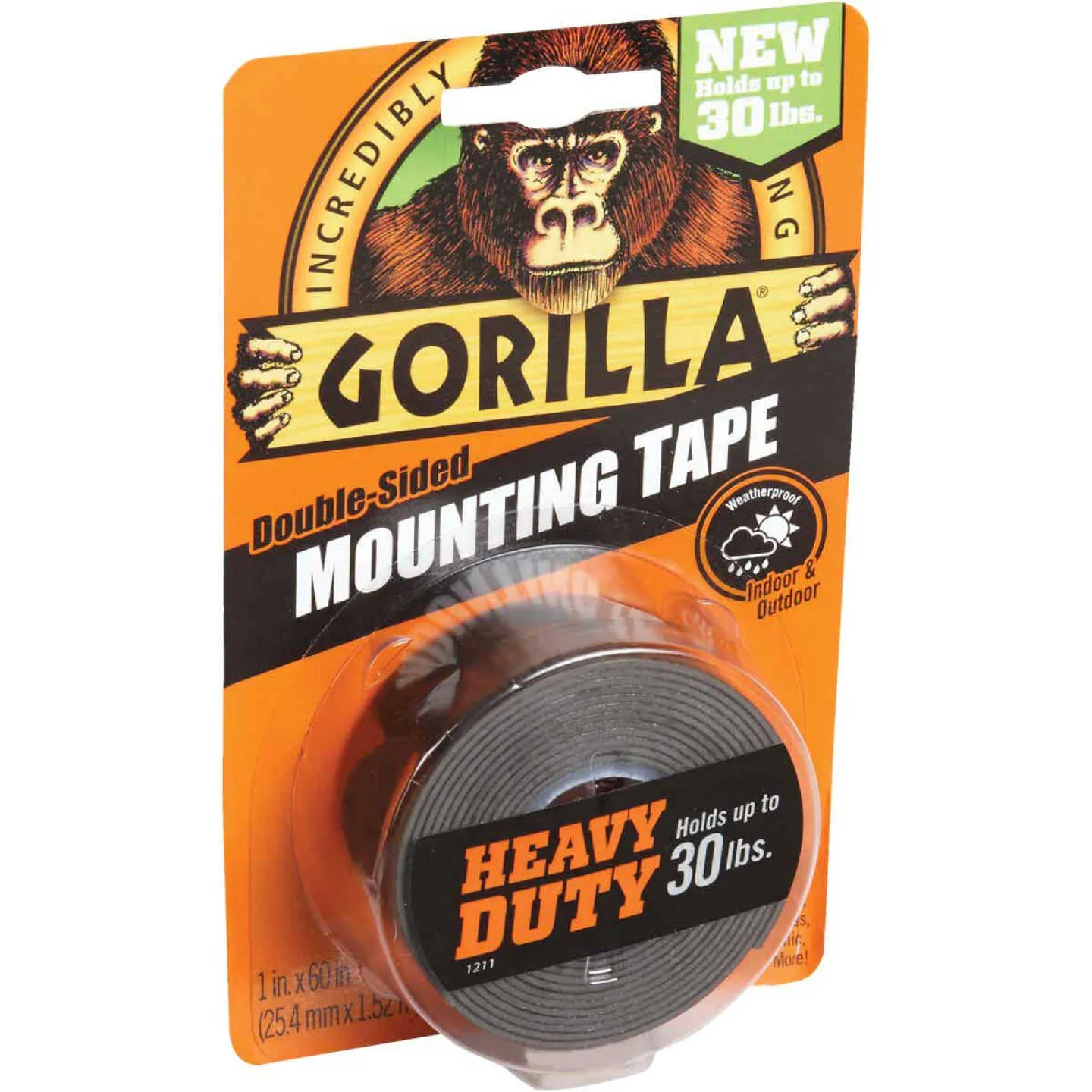 GORILLA 1" X 60" BLACK HEAVY DUTY DOUBLE-SIDEDMOUNTING TAPE