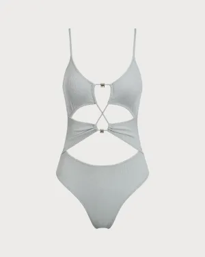 Green Cutout One-Piece Swimsuit