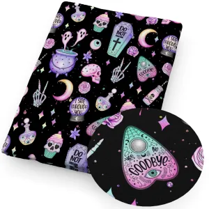 halloween skull ghost skeleton bones moon printed fabric