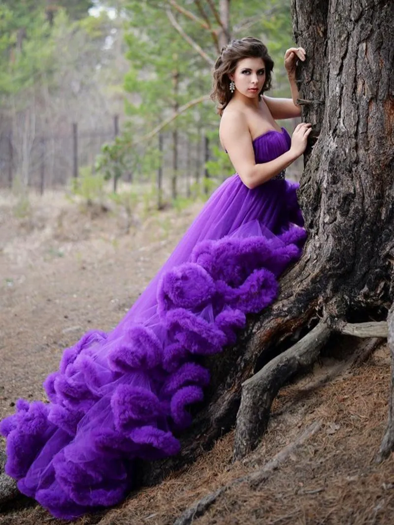 Higer Waist Strapless Elegant Party Dress Princess Ruffled Wedding Dress Maternity Gown