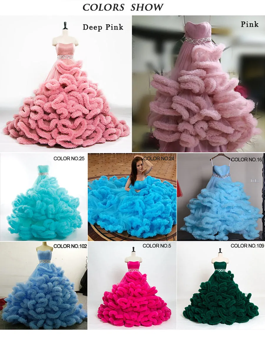 Higer Waist Strapless Elegant Party Dress Princess Ruffled Wedding Dress Maternity Gown