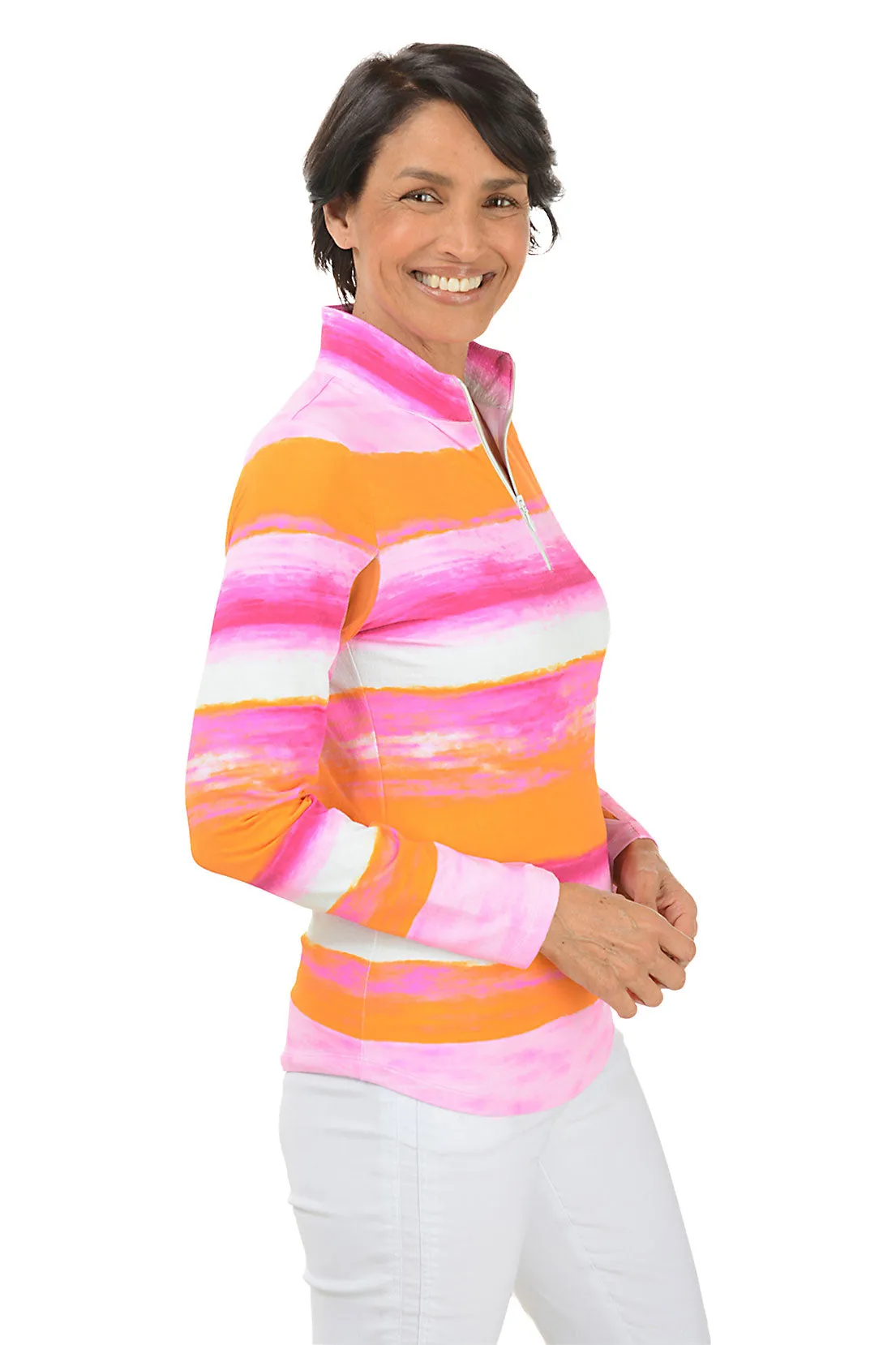 Hot Pink Amy Watercolor UPF50  Sun Shirt