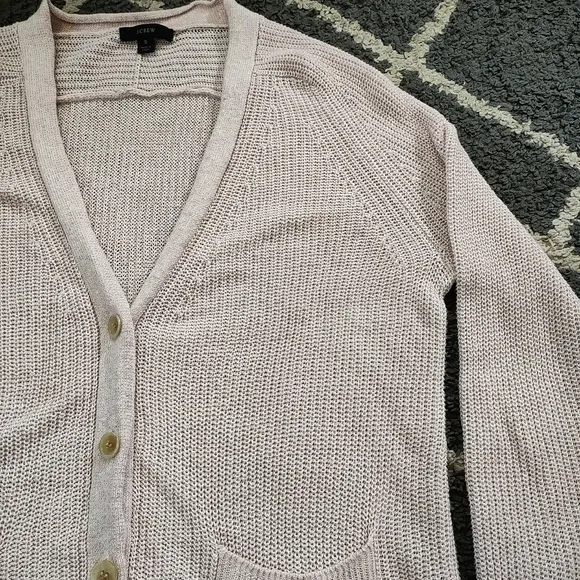 J crew relaxed cotton linen cardigan sweater