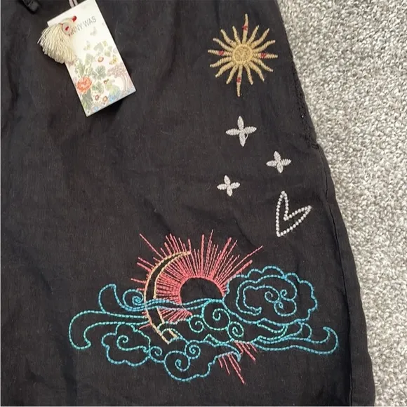 Johnny Was•$130•NWT‎ Monroe Linen Embroidered Shorts•Black•Sz XS