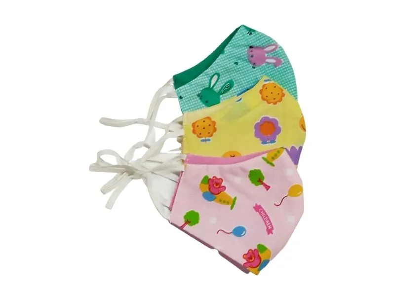 KARUNA Children's Mask-Printed : Reversible Cotton Mask – 3 Layer Construction |  Pack of 3no.s  to 12no.s