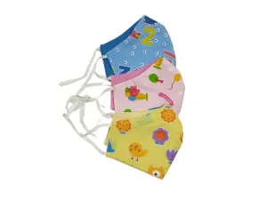 KARUNA Children's Mask-Printed : Reversible Cotton Mask – 3 Layer Construction |  Pack of 3no.s  to 12no.s