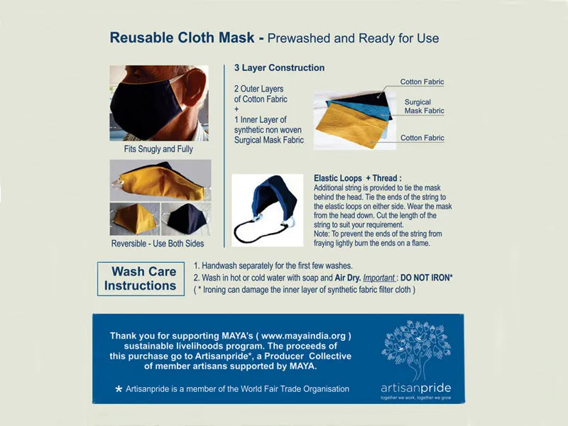 KARUNA Children's Mask-Printed : Reversible Cotton Mask – 3 Layer Construction |  Pack of 3no.s  to 12no.s