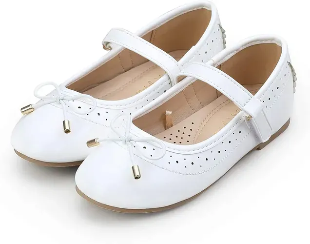 KKOMFORME Toddler Girls Flat Shoes Non-Slip Soft Ballet Mary Jane Walking Shoes