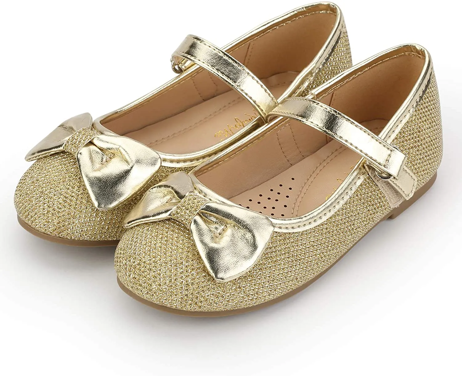 KKOMFORME Toddler Girls Flat Shoes Non-Slip Soft Ballet Mary Jane Walking Shoes