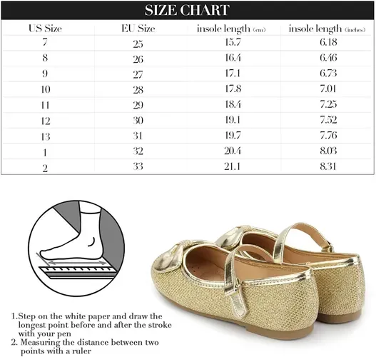 KKOMFORME Toddler Girls Flat Shoes Non-Slip Soft Ballet Mary Jane Walking Shoes