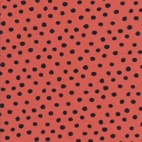 KNIT: Red / Black Dots - 17.99/ Yard ORGANIC