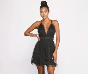 Lace Allure Stylish Mesh Skater Dress