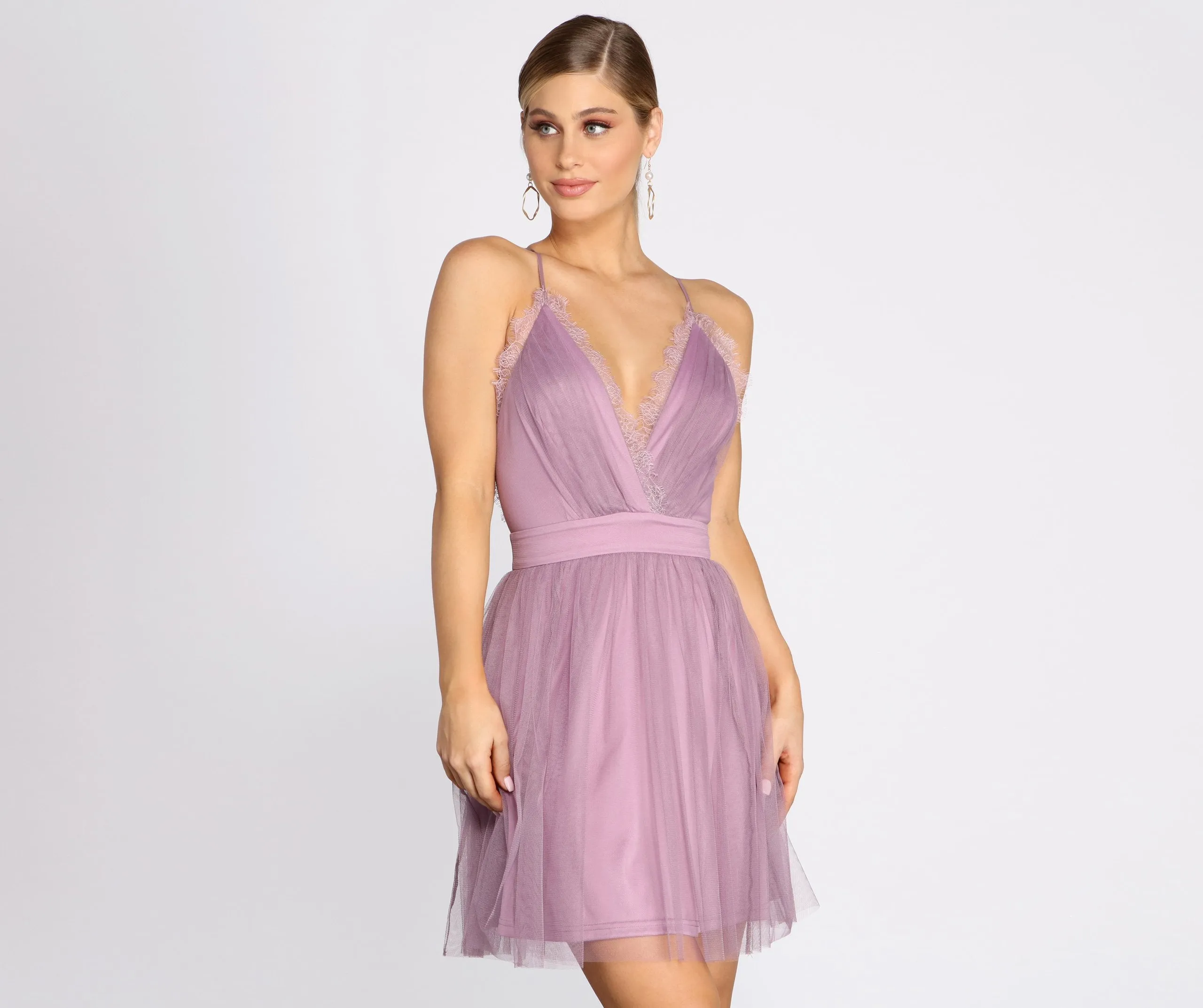 Lace Allure Stylish Mesh Skater Dress