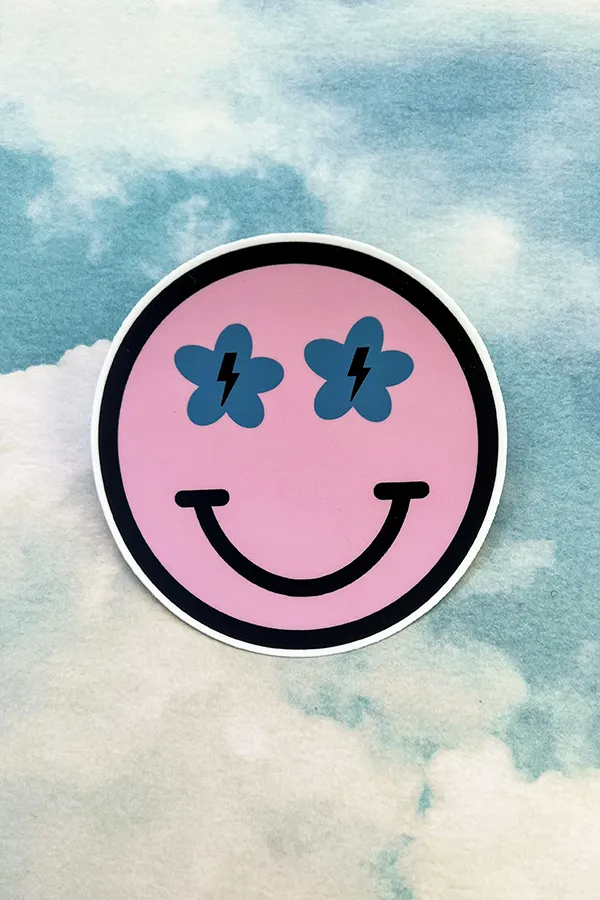 Large Pink Smiley Sticker