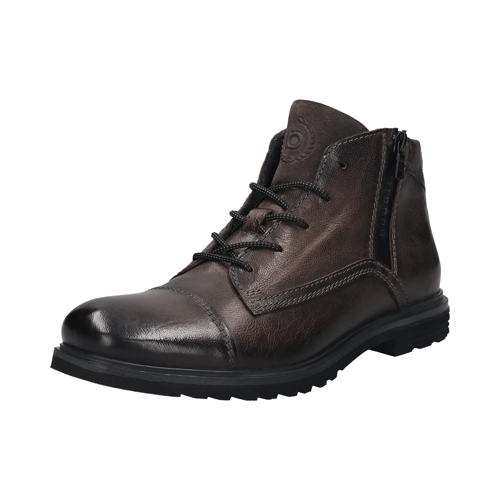 Leder Schnürstiefel dunkelgrau