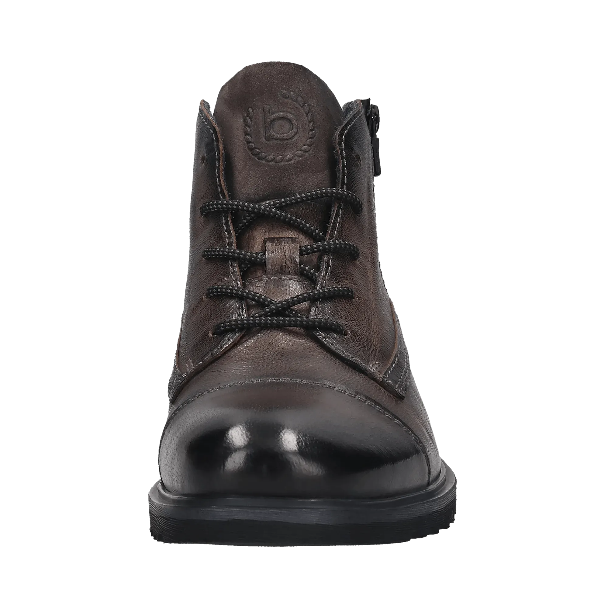 Leder Schnürstiefel dunkelgrau