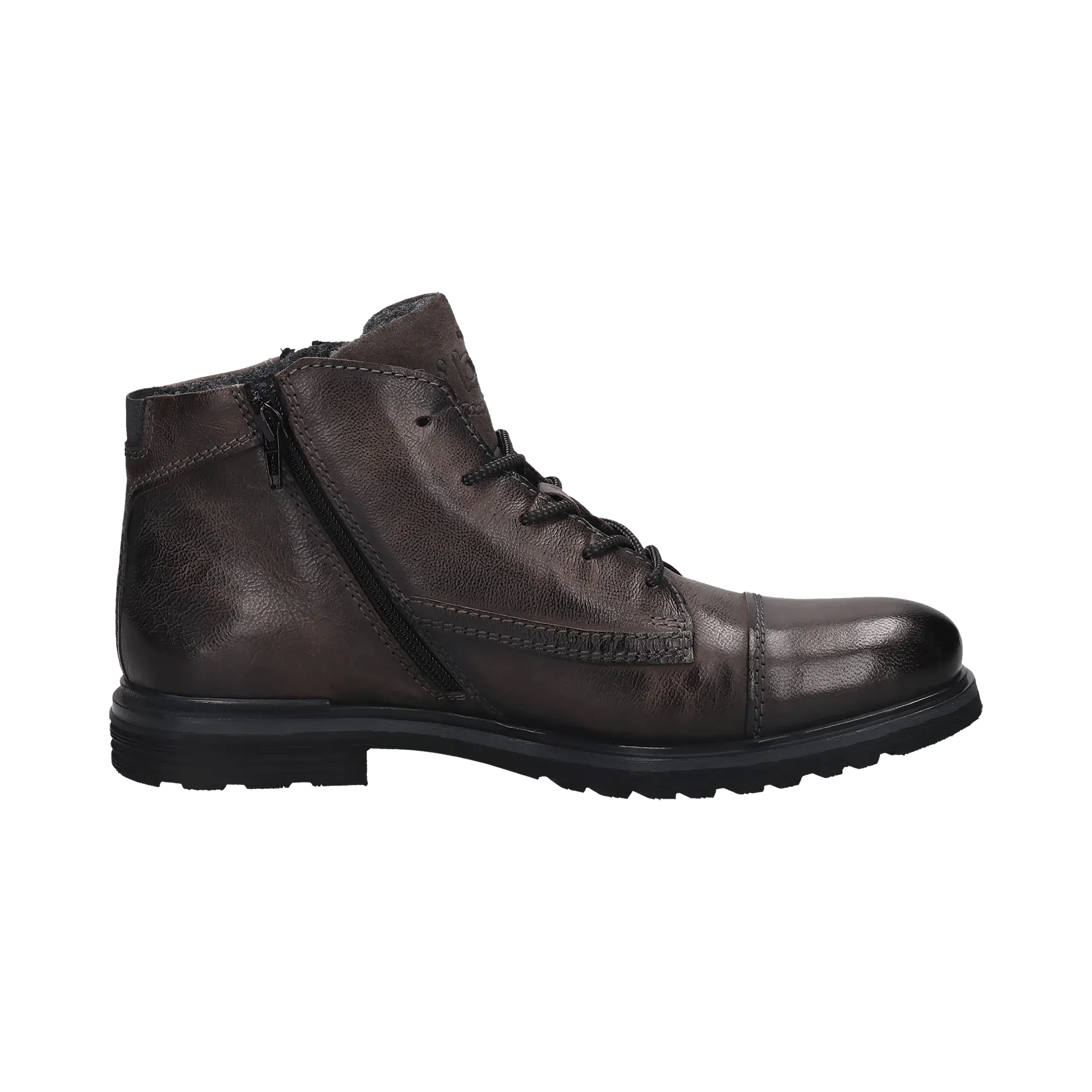 Leder Schnürstiefel dunkelgrau