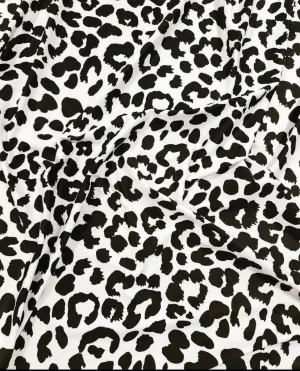 Leopard Print Fabric - Classic Black and White Design for Fashion and Crafting