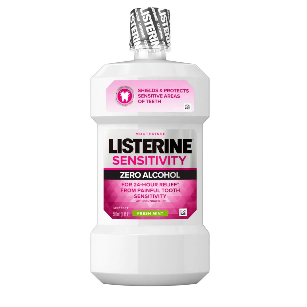 LISTERINE® SENSITIVITY ZERO Alcohol Mouthrinse, Fresh Mint, 500 mL