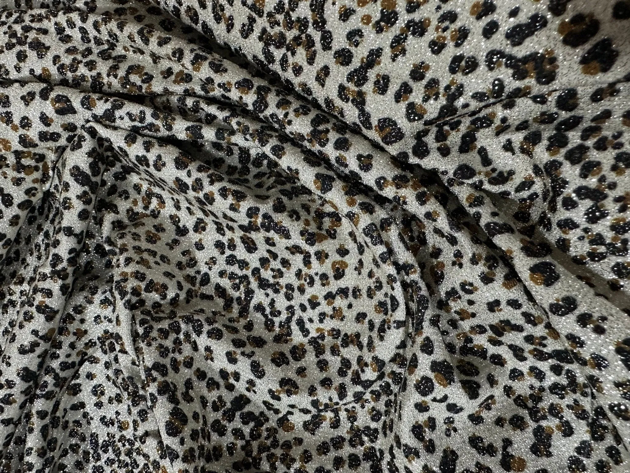 Little Leopard Pattern Stretch Lurex Fabric - Soft Shimmering 4-Way Stretch
