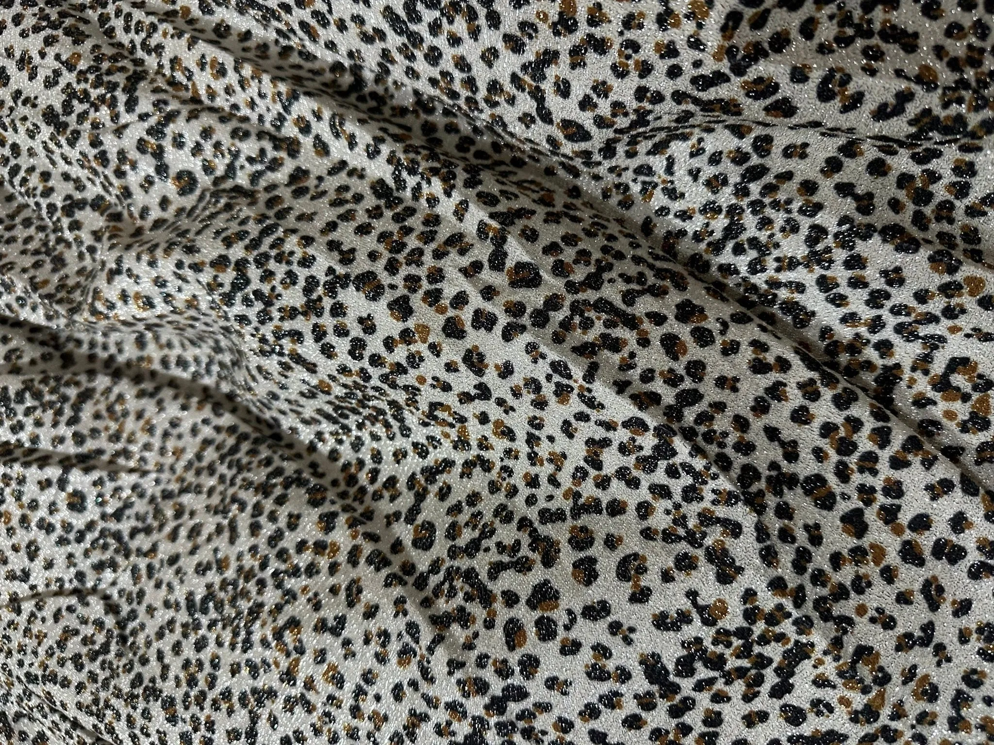 Little Leopard Pattern Stretch Lurex Fabric - Soft Shimmering 4-Way Stretch