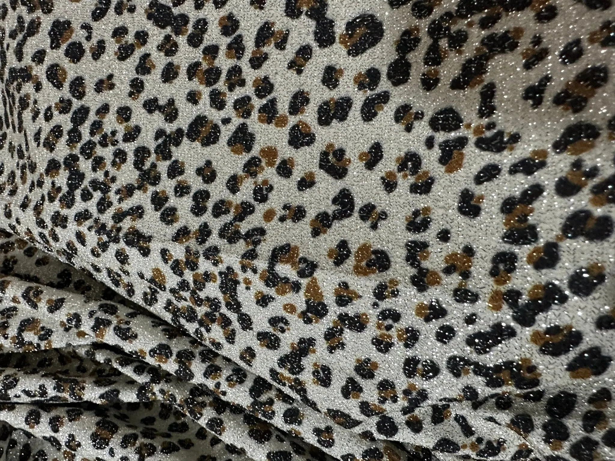 Little Leopard Pattern Stretch Lurex Fabric - Soft Shimmering 4-Way Stretch