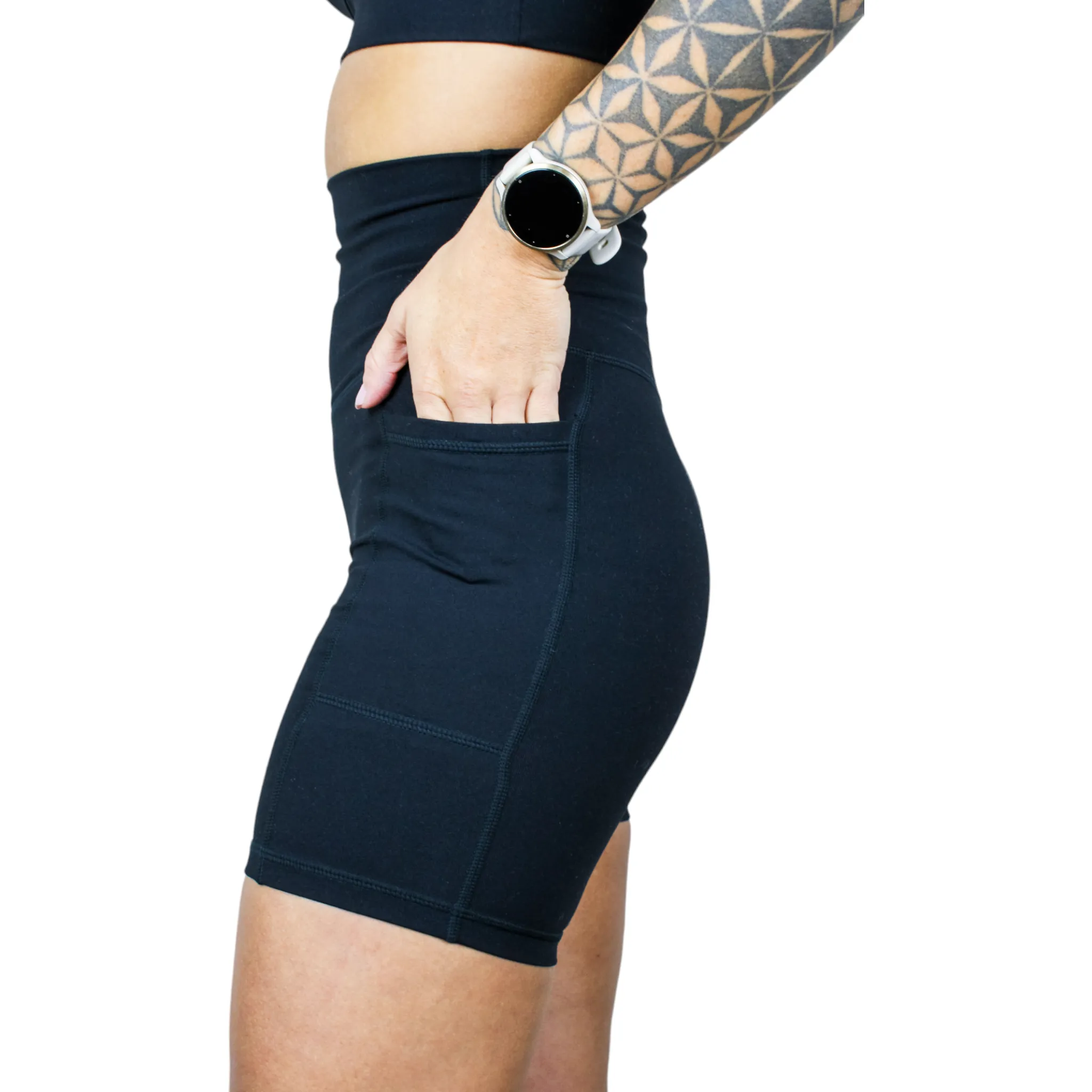 Luxe Licorice Bike Shorts with pockets