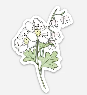 May Birth Flower Sticker: Hawthorn and Lily of the Valley