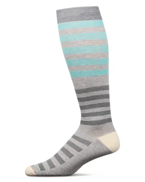 Men's Medium Compression Knee High Grey Stripe Socks