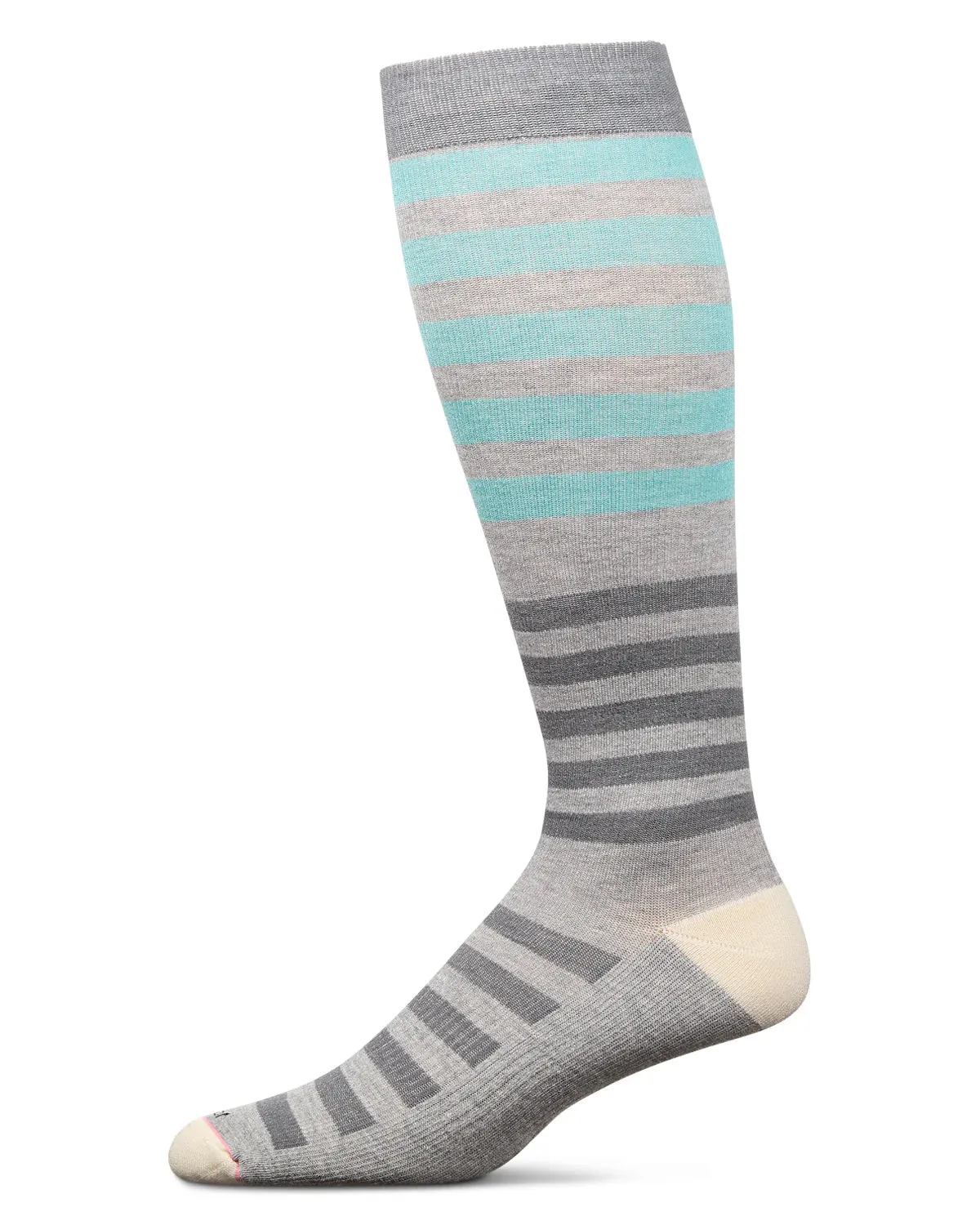 Men's Medium Compression Knee High Grey Stripe Socks