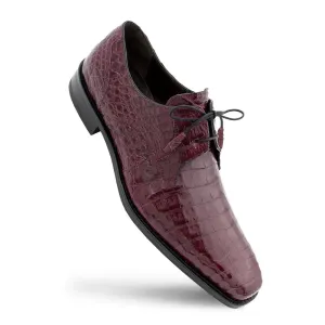 Mezlan Men's 13584-F Burgundy Genuine Crocodile Lace Up Anderson Oxfords