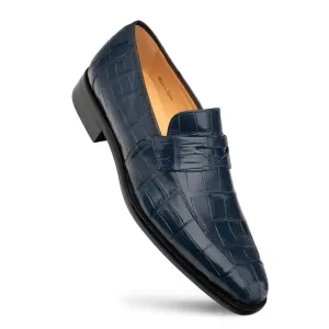 Mezlan Piccolo 4954-J Blue Genuine Alligator Penny Loafers