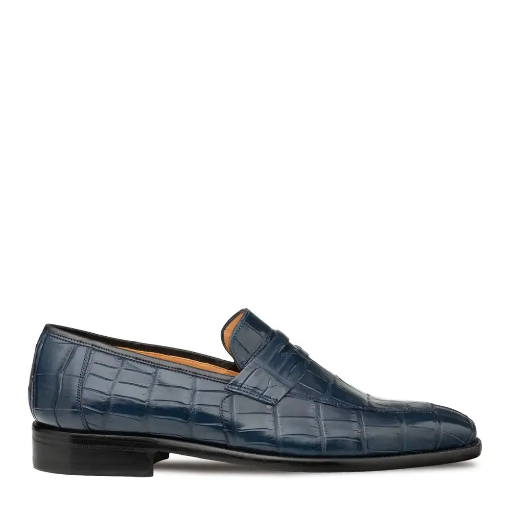 Mezlan Piccolo 4954-J Blue Genuine Alligator Penny Loafers
