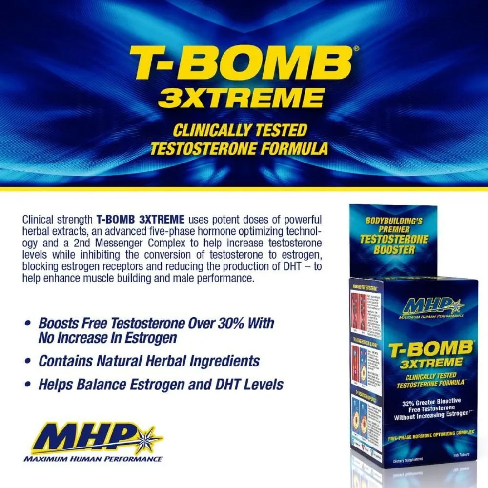 MHP Clinical Strength T-Bomb 3Xtreme 168 tablets (Exp Jan 2027)