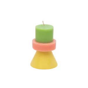 Mini Stack Candle | Lime Green / Coral / Yellow