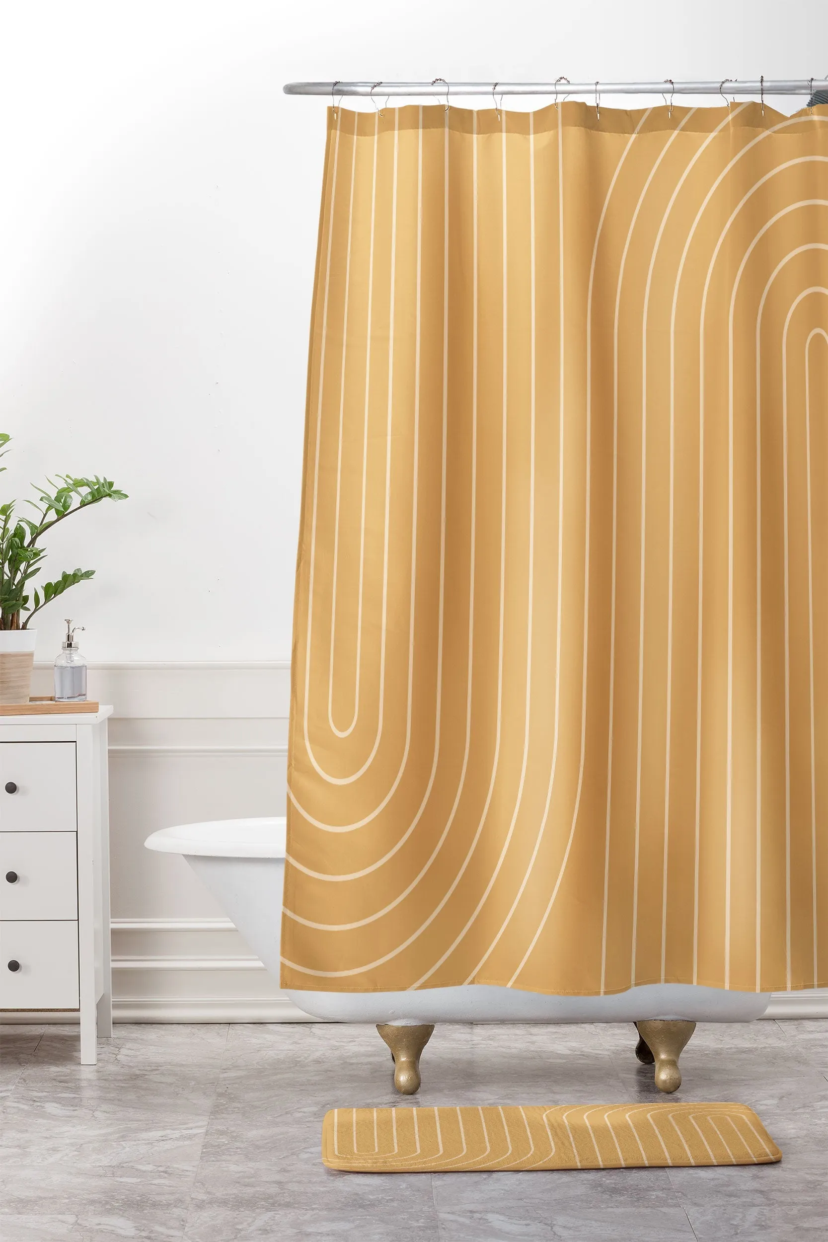 MINIMAL LINE CURVATURE ORANGE MEMORY FOAM BATH MAT