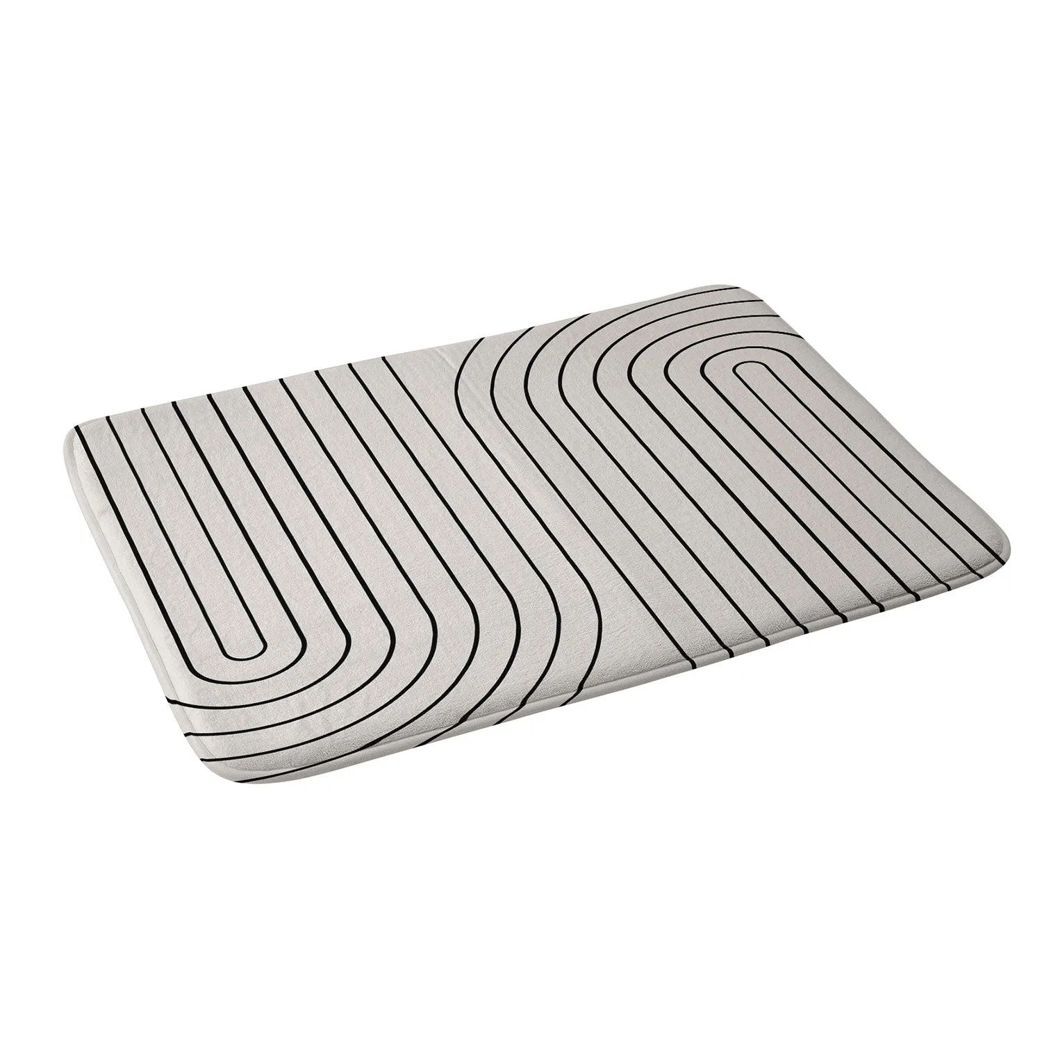 MINIMAL LINE CURVATURE WHITE MEMORY FOAM BATH MAT