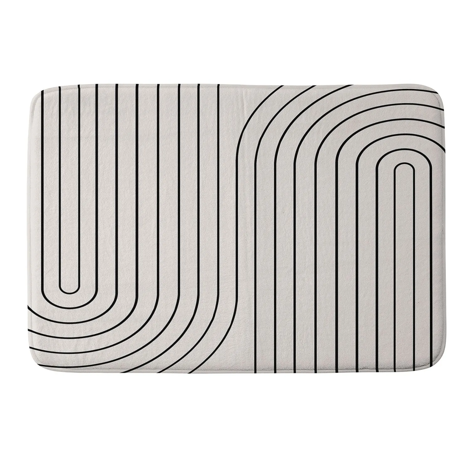 MINIMAL LINE CURVATURE WHITE MEMORY FOAM BATH MAT