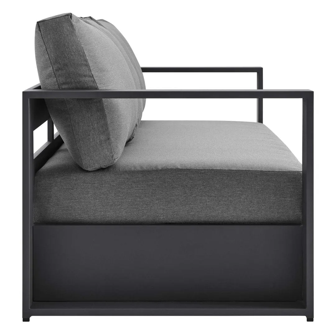 Modway Tahoe Outdoor Patio Powder-Coated Aluminum Sofa Modway Cushion Color: Charcoal , Frame Color: Gray
