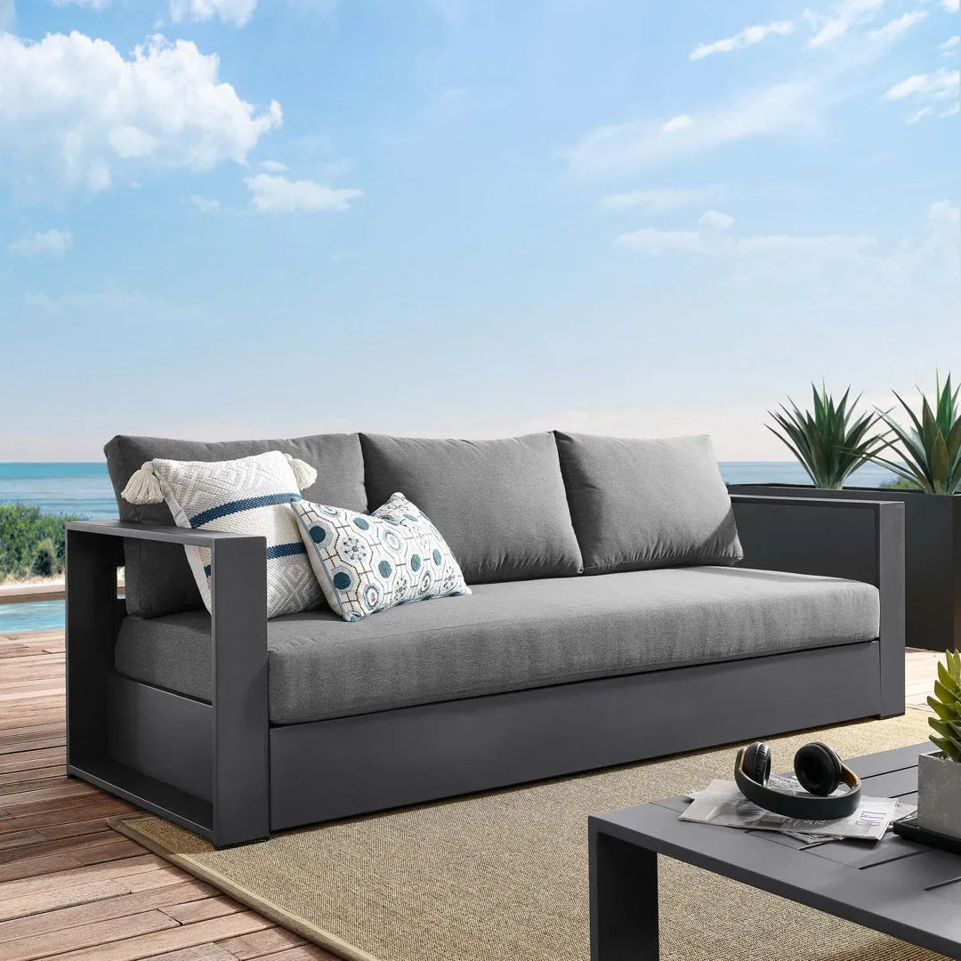 Modway Tahoe Outdoor Patio Powder-Coated Aluminum Sofa Modway Cushion Color: Charcoal , Frame Color: Gray