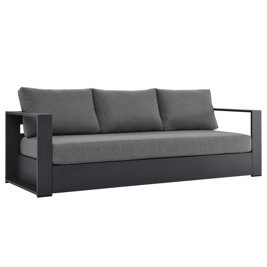 Modway Tahoe Outdoor Patio Powder-Coated Aluminum Sofa Modway Cushion Color: Charcoal , Frame Color: Gray