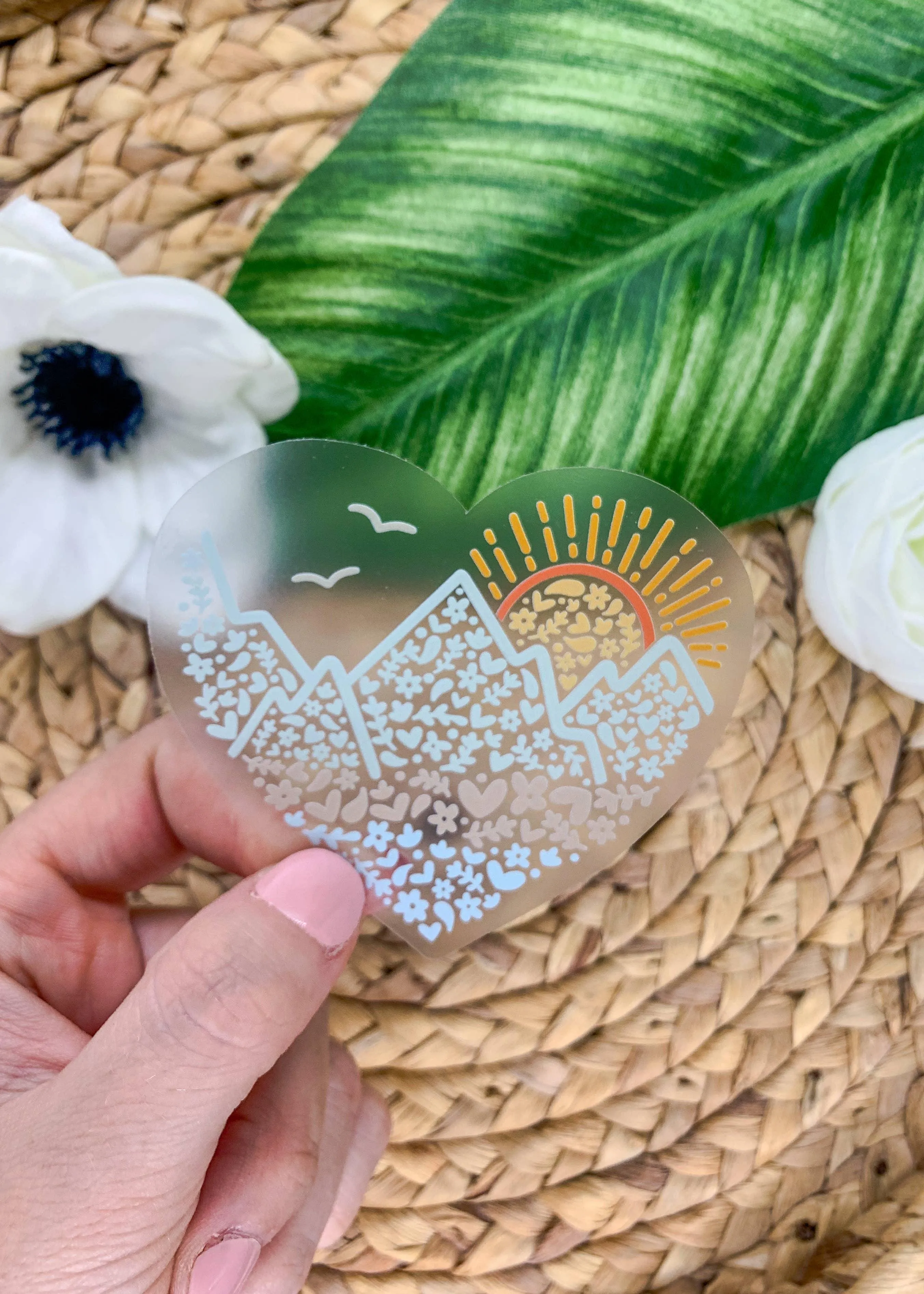 Mountain Heart Clear Vinyl, Sticker, 3x3 inch, Cute stickers